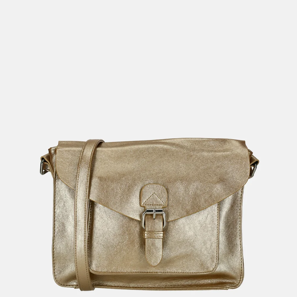 Flora & Co metallic crossbody tas champagne